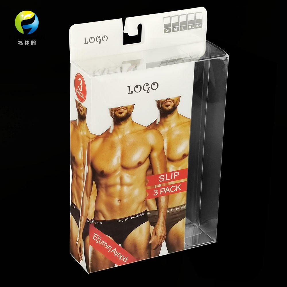 Kundenspezifische transparente Kunststoffverpackungsbox für Boxershorts und Unterwäsche für Herren
