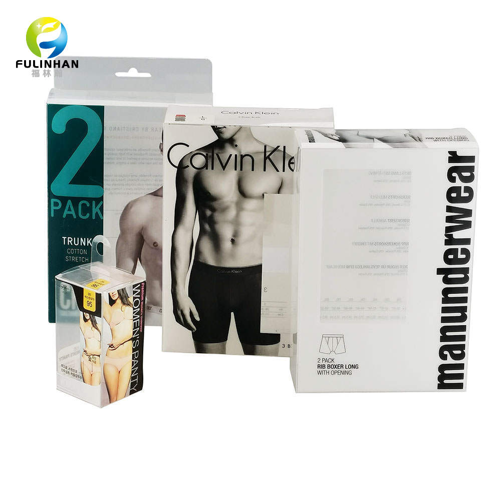 Kundenspezifische transparente Kunststoffverpackungsbox für Boxershorts und Unterwäsche für Herren