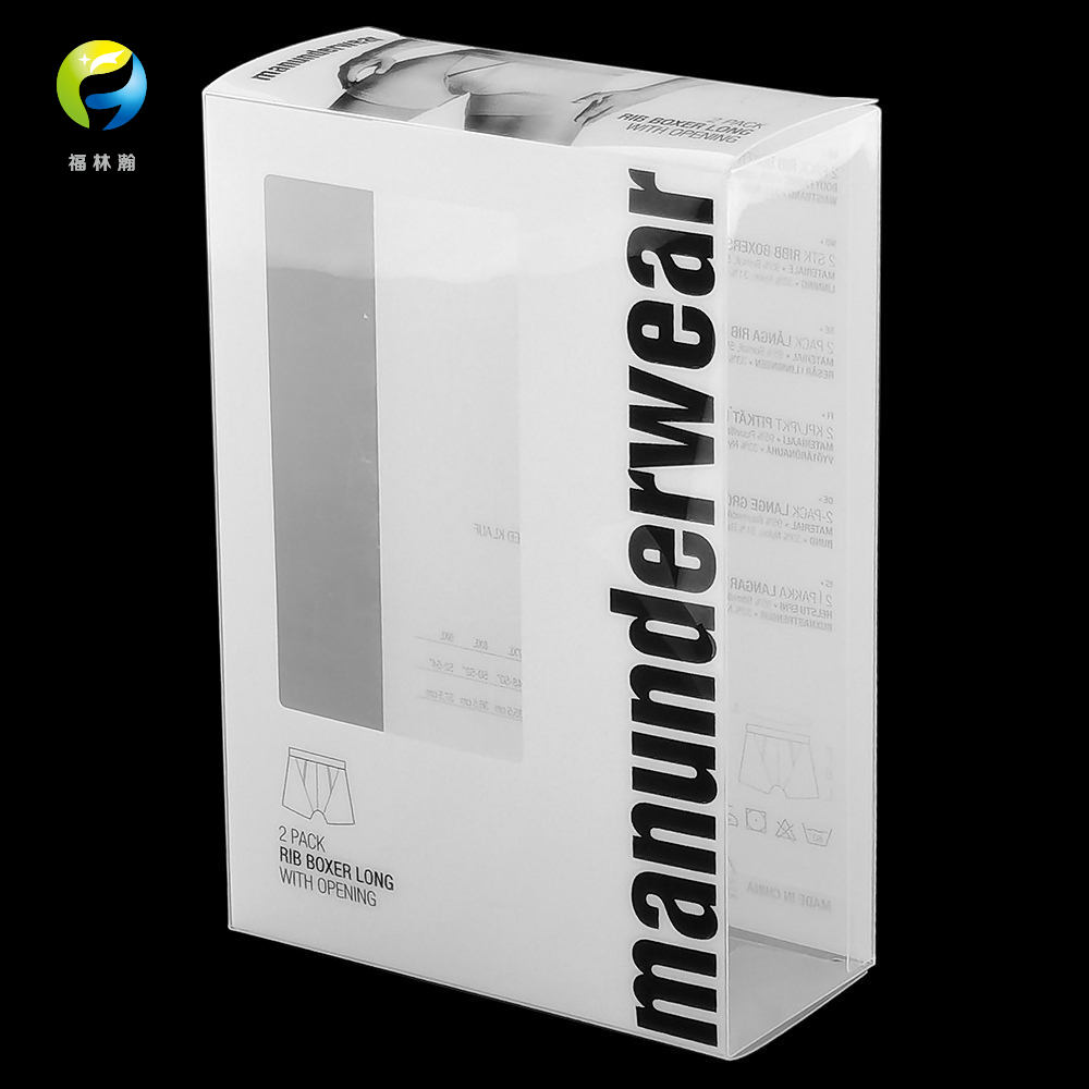 Kundenspezifische transparente Kunststoffverpackungsbox für Boxershorts und Unterwäsche für Herren