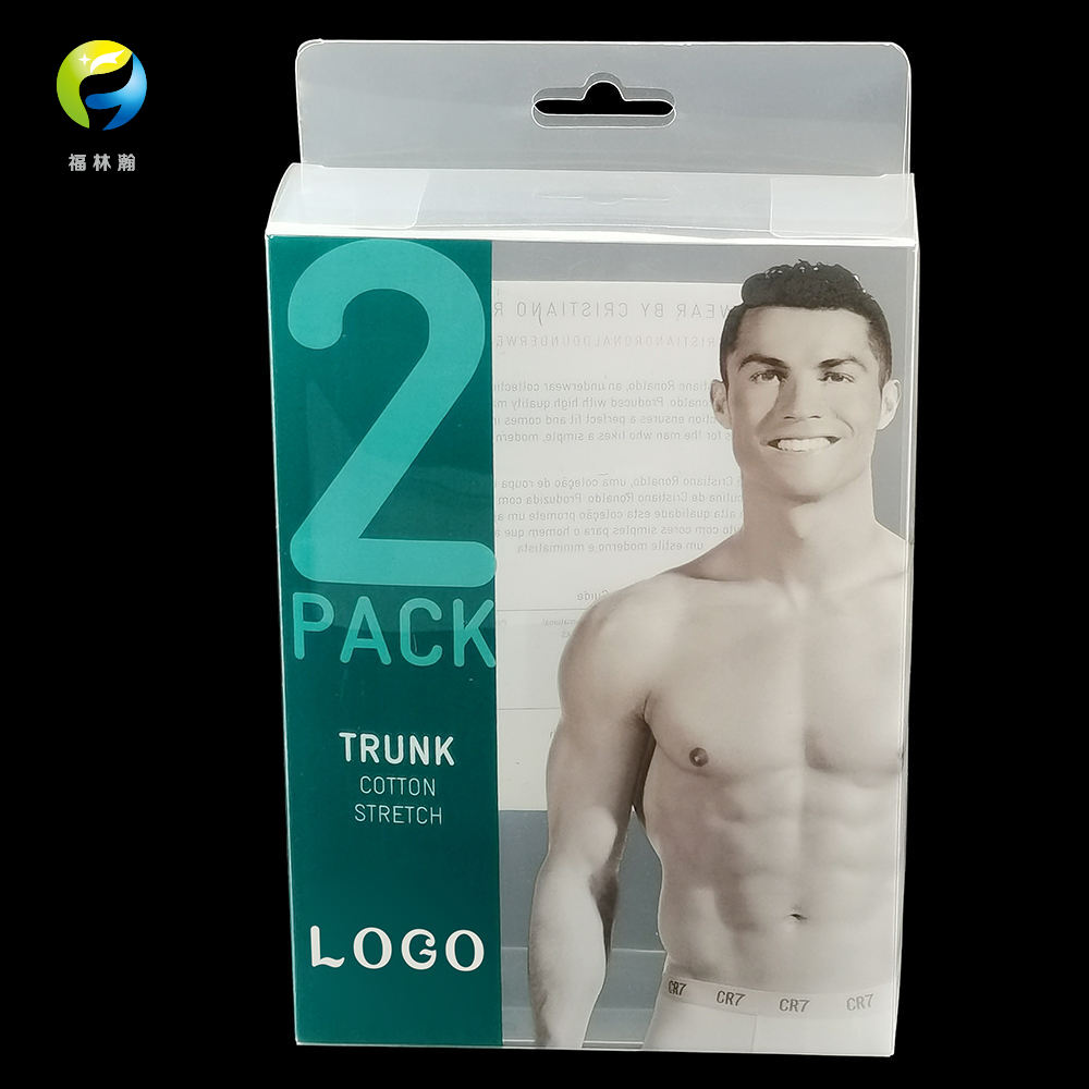 Kundenspezifische transparente Kunststoffverpackungsbox für Boxershorts und Unterwäsche für Herren