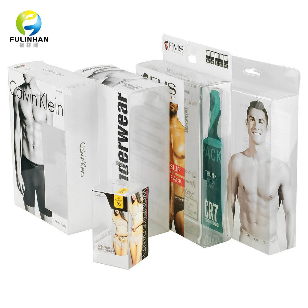 Kundenspezifische transparente Kunststoffverpackungsbox für Boxershorts und Unterwäsche für Herren